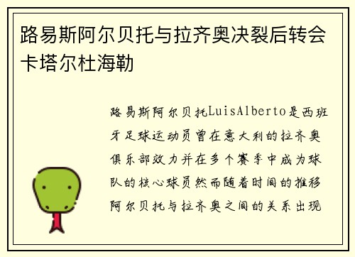 路易斯阿尔贝托与拉齐奥决裂后转会卡塔尔杜海勒